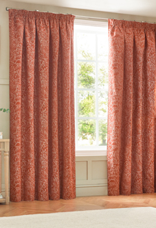 Grantley Pencil Pleat, Brick - Ready Made Curtains